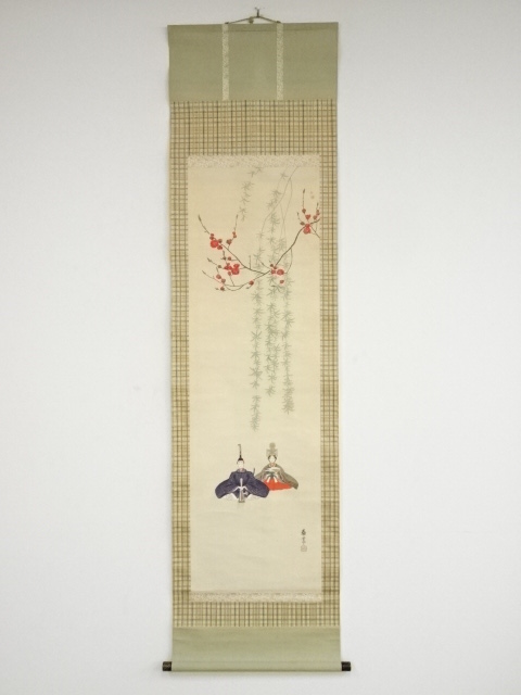 JAPANESE HANGING SCROLL / HAND PAINTED / HINA DOLL